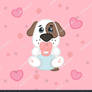 Cartoon cute girl puppy in diaper, drawing for kid