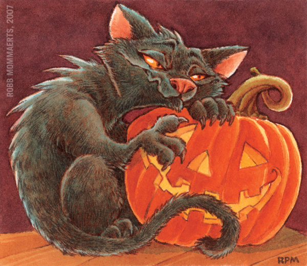 Cat and Jack-O-Lantern