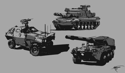 Military vehicles sketches