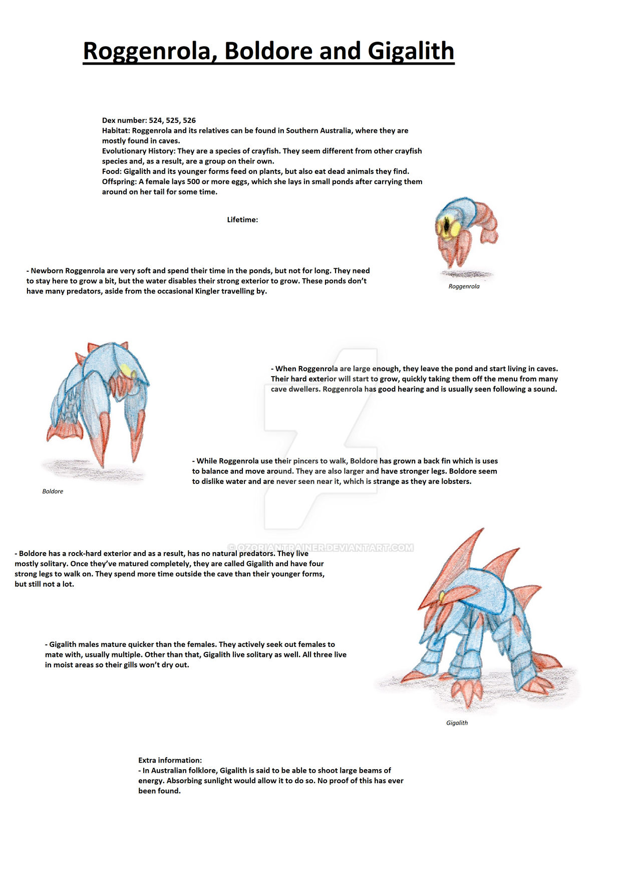 Pokedex Entry Example Realistic Pokedex. Entries 524, 525, 526 by OzorianTrainer on DeviantArt