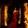Red woman in flames