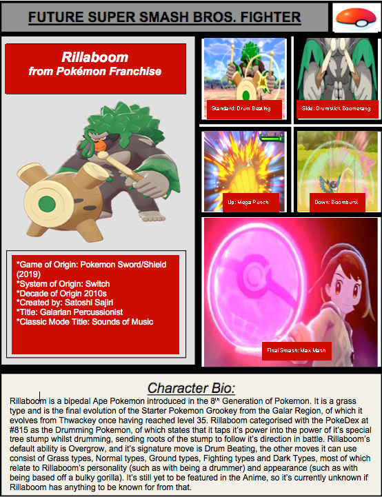 Pokemon Rillaboom Move Set Rillaboom Smash Bros. Moveset Predictions by CuriousUserX90 on DeviantArt