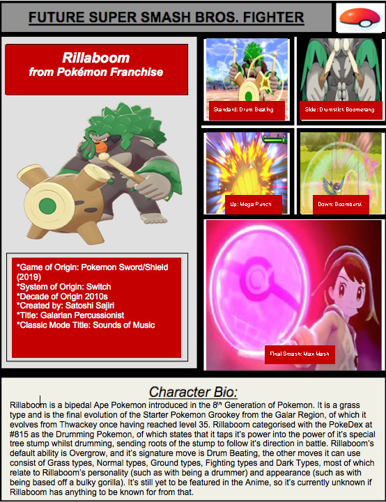 Pokemon Rillaboom Moveset Rillaboom Smash Bros. Moveset Predictions by CuriousUserX90 on DeviantArt
