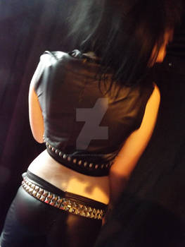 Twisted Stitches~Cropped Studded Vest back view.