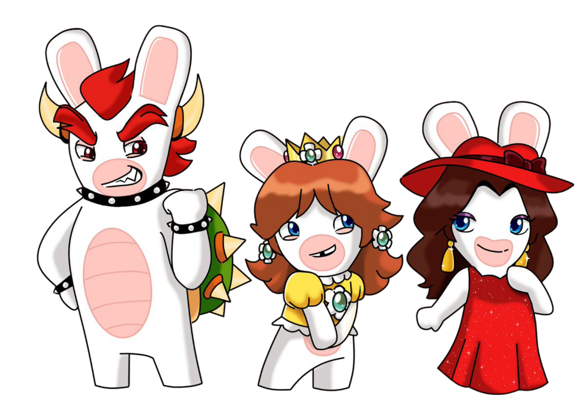 Boo Rabbid Rabbid Bowser, Rabbid Daisy, and Rabbid Pauline by Jasowke on DeviantArt