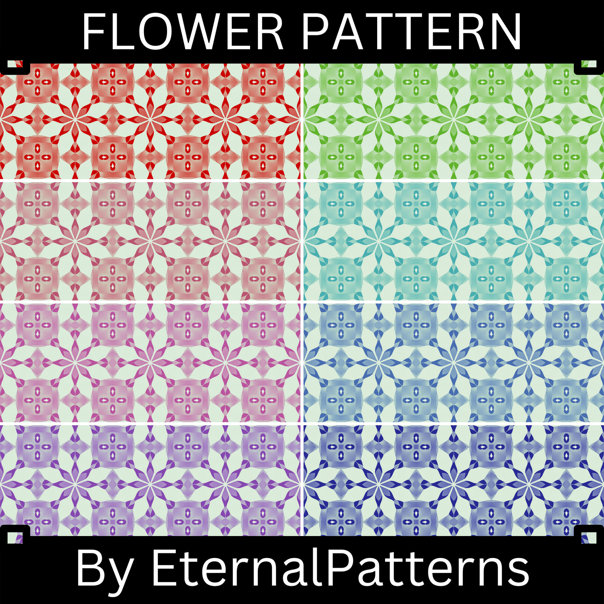 Flower Pattern One Color Flower pattern 1 - 9 colors! by EternalPatterns on DeviantArt
