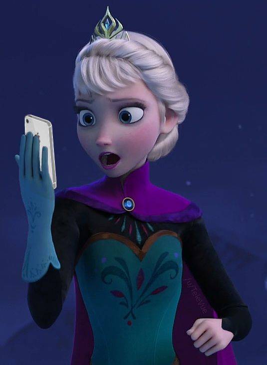 Elsa checking /r/Frozen from her phone. by TeleVue on DeviantArt