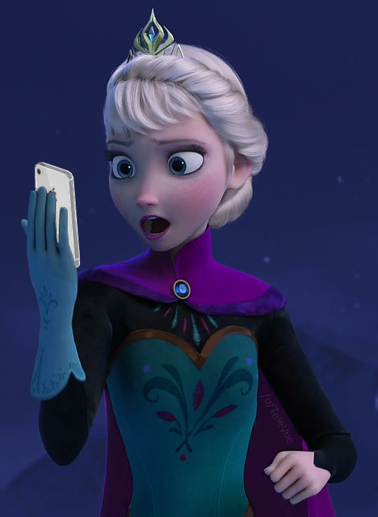 Elsa checking /r/Frozen from her phone. by TeleVue on DeviantArt