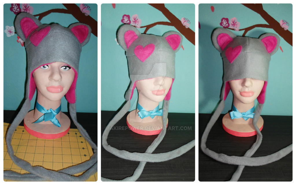 gray and fucsia cute bear hat