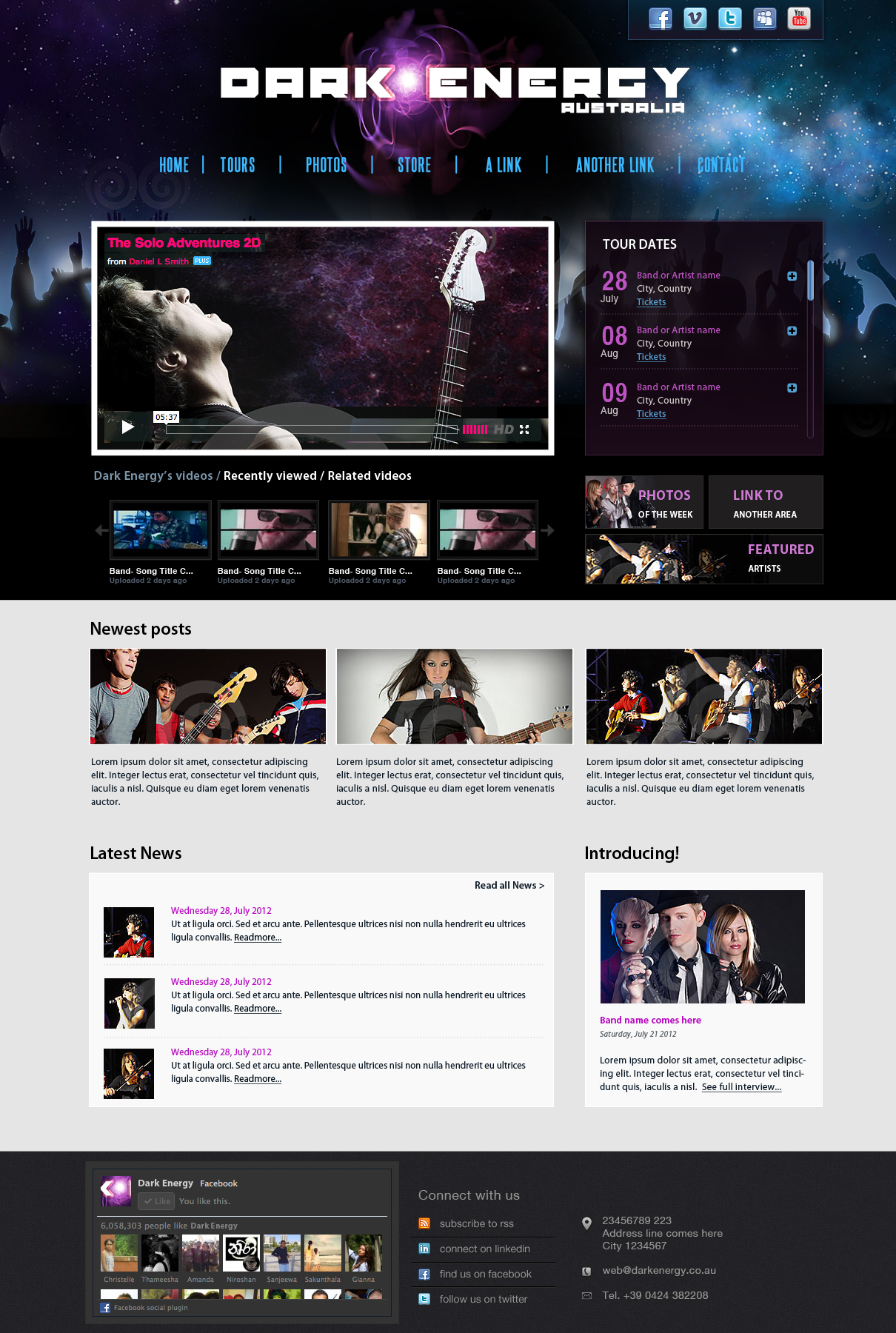 Dark energy web site design