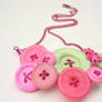 Pink and Green Button Necklace