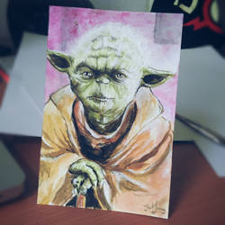 watercolor yoda