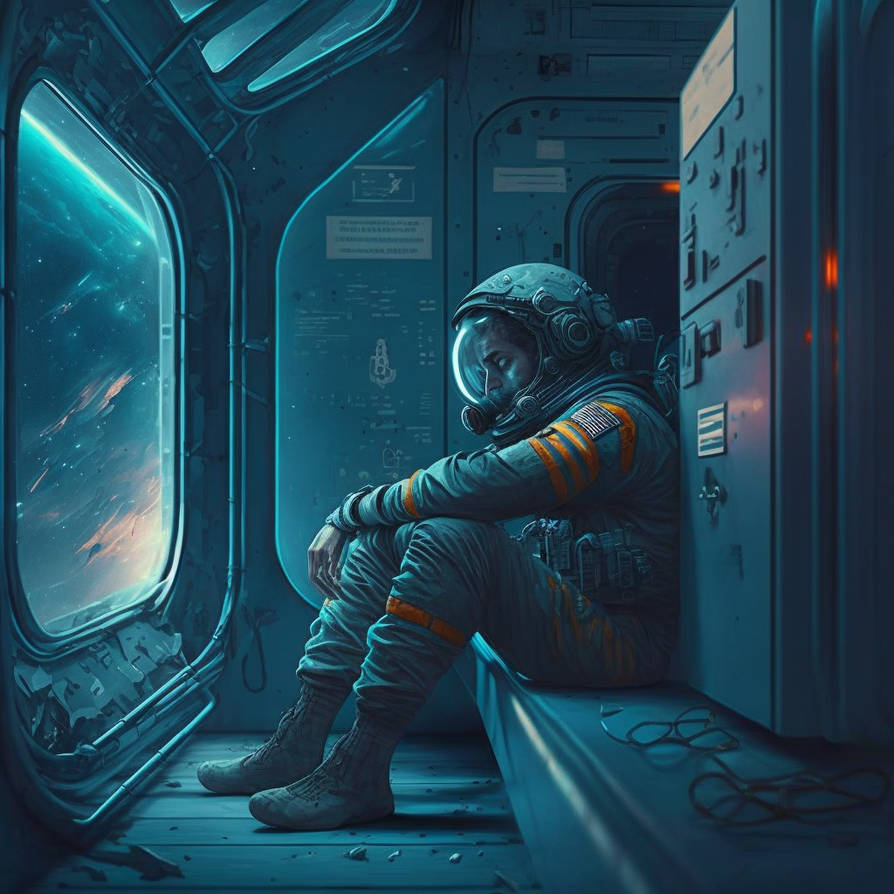 astronaut in space station hopelessness lonely by nervow on DeviantArt