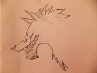 werewolf head pencil sketch