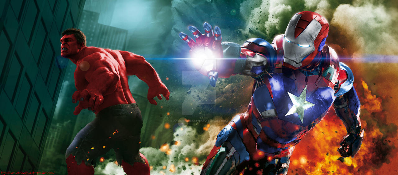 Iron Patriot and Red Hulk