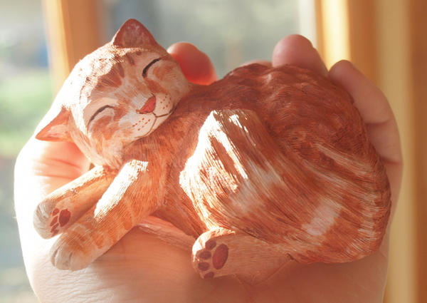 Sleeping Cat Carving