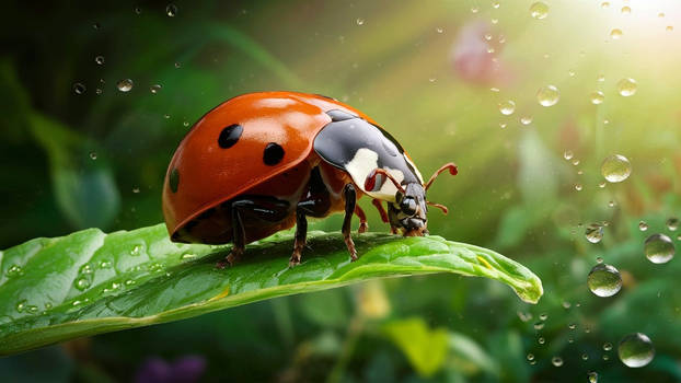 Ai Lady Bug On A Leaf