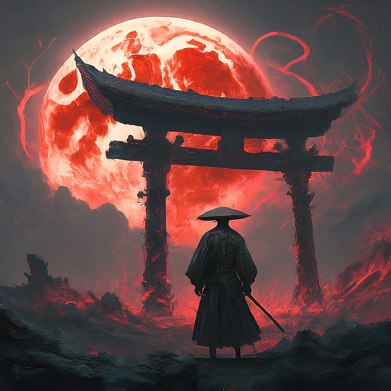 Anime Manga Japonais Samurai Epic Majestic Bloodmoon Otaku Coque Pour