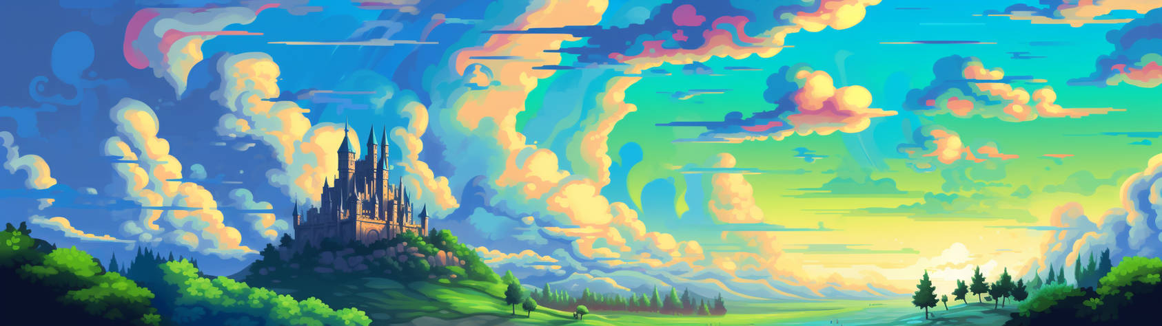8bit Minimalistic Castle UltraWide Wallpaper by Nevereverevr on DeviantArt