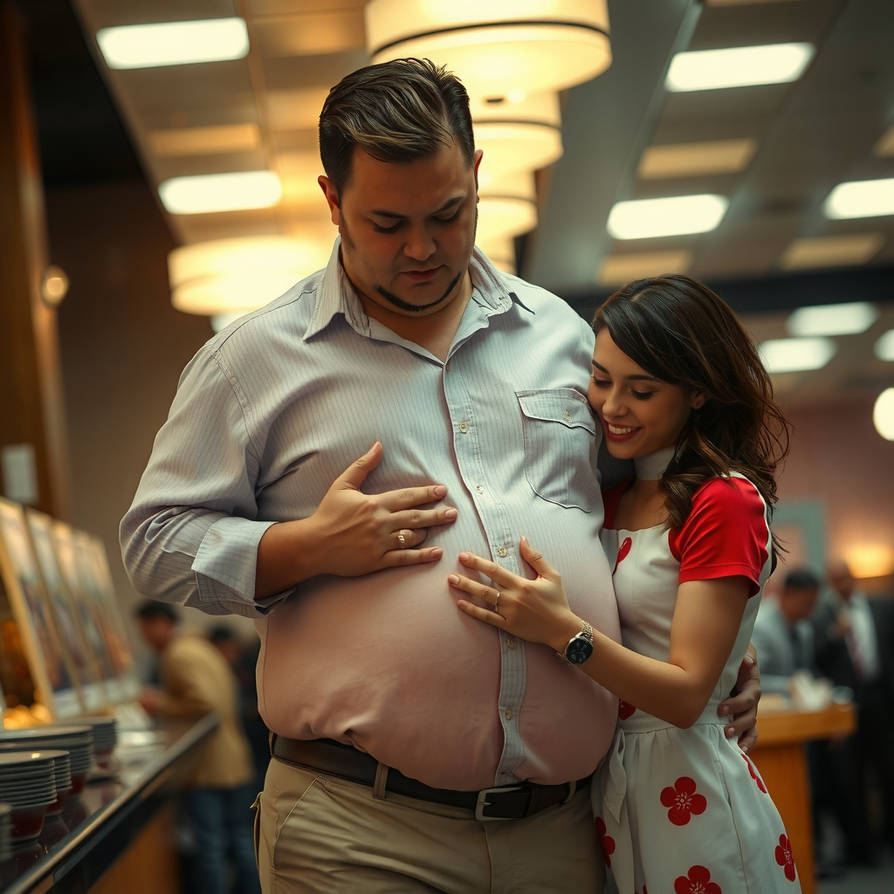 A FFA delights in the fat belly she has put on him