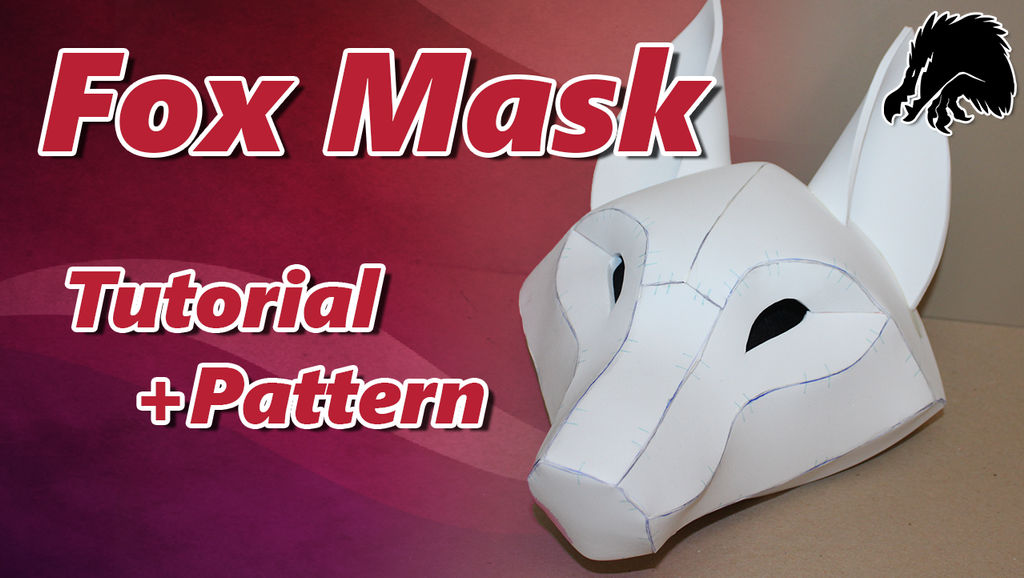 Kitsune fox mask template, tutorial + worksheet