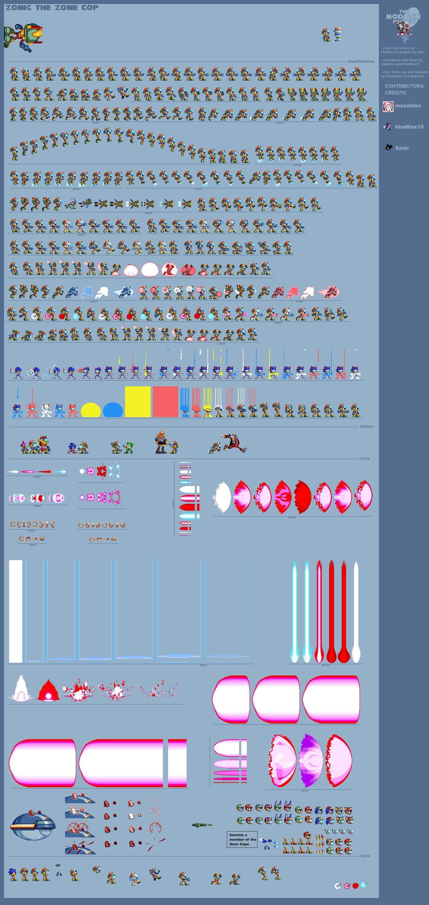 Zone Cop Zonic the Zone Cop sprite sheet by khalifax10 on DeviantArt