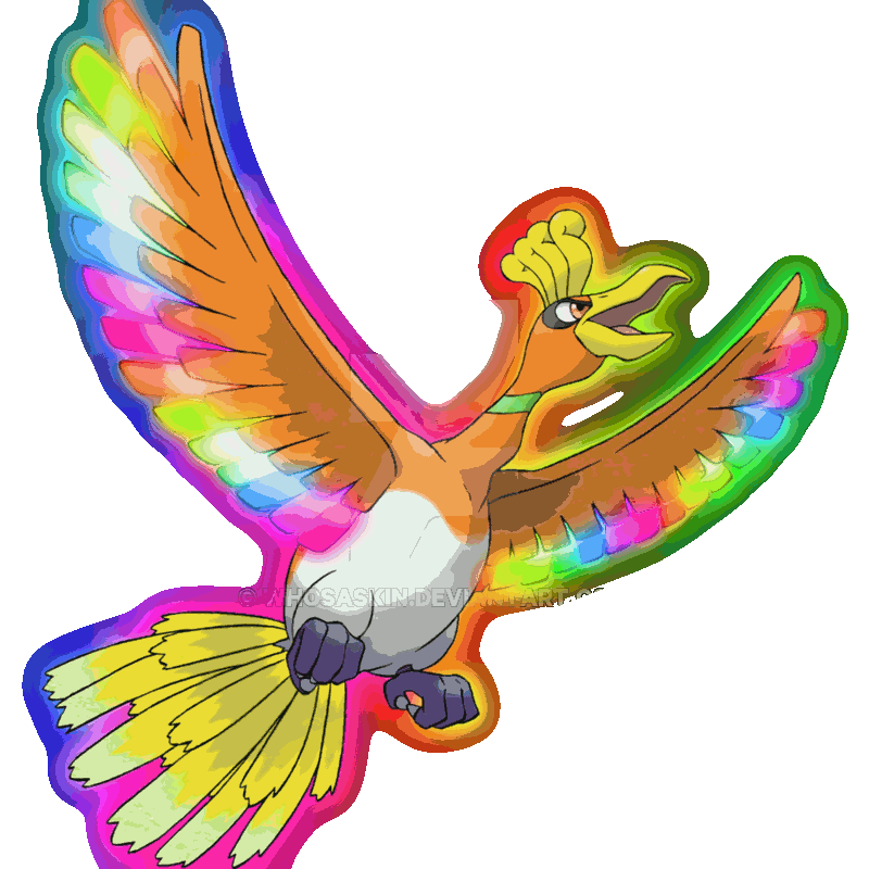 Ho-Oh leaves a Rainbow Wing by ChipmunkRaccoonOz on DeviantArt