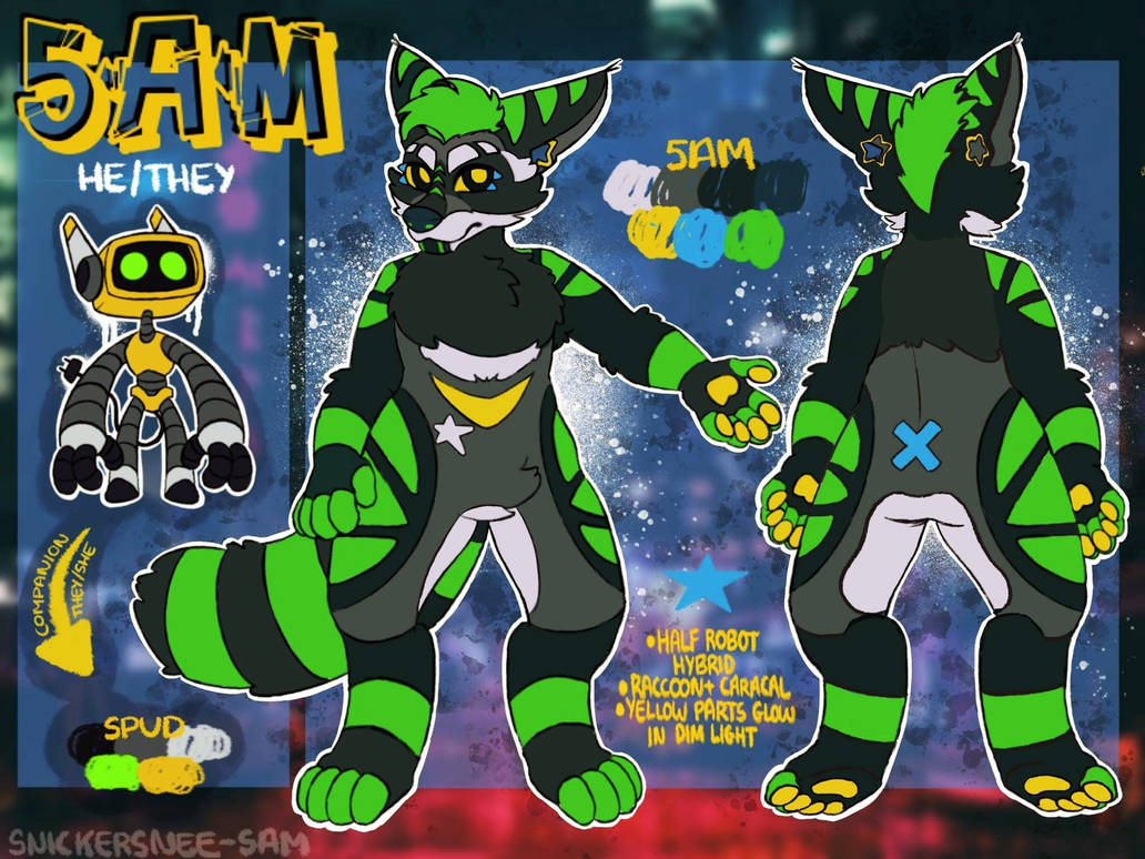 Snickersnee REFERENCE SHEET - 5AM by snickersnee-sam on DeviantArt