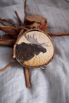 Miniature moose painting on wood