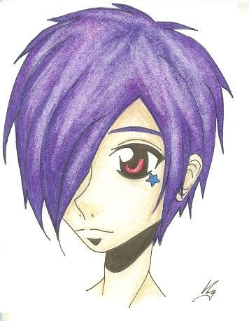 Purple Haired Emo Anime By Abandonned Kitty Cat On Deviantart