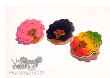 Afro Puff Girls Brooch Pins