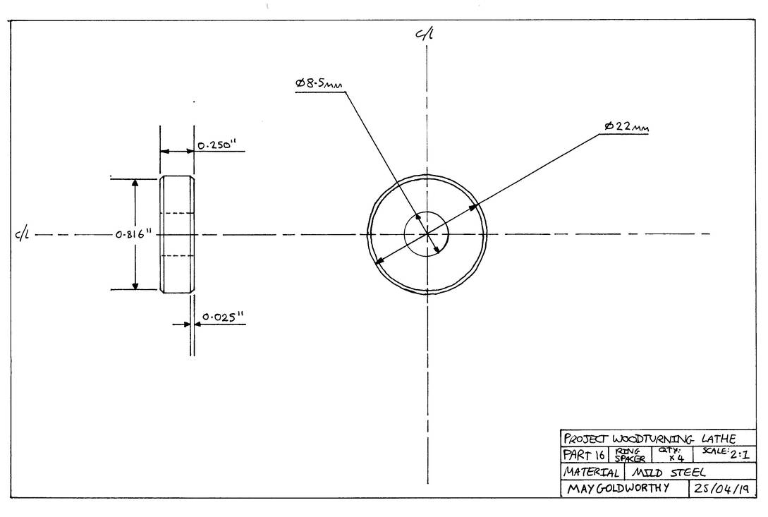 Project woodturning lathe Part 16 Drawing by MayGoldworthy