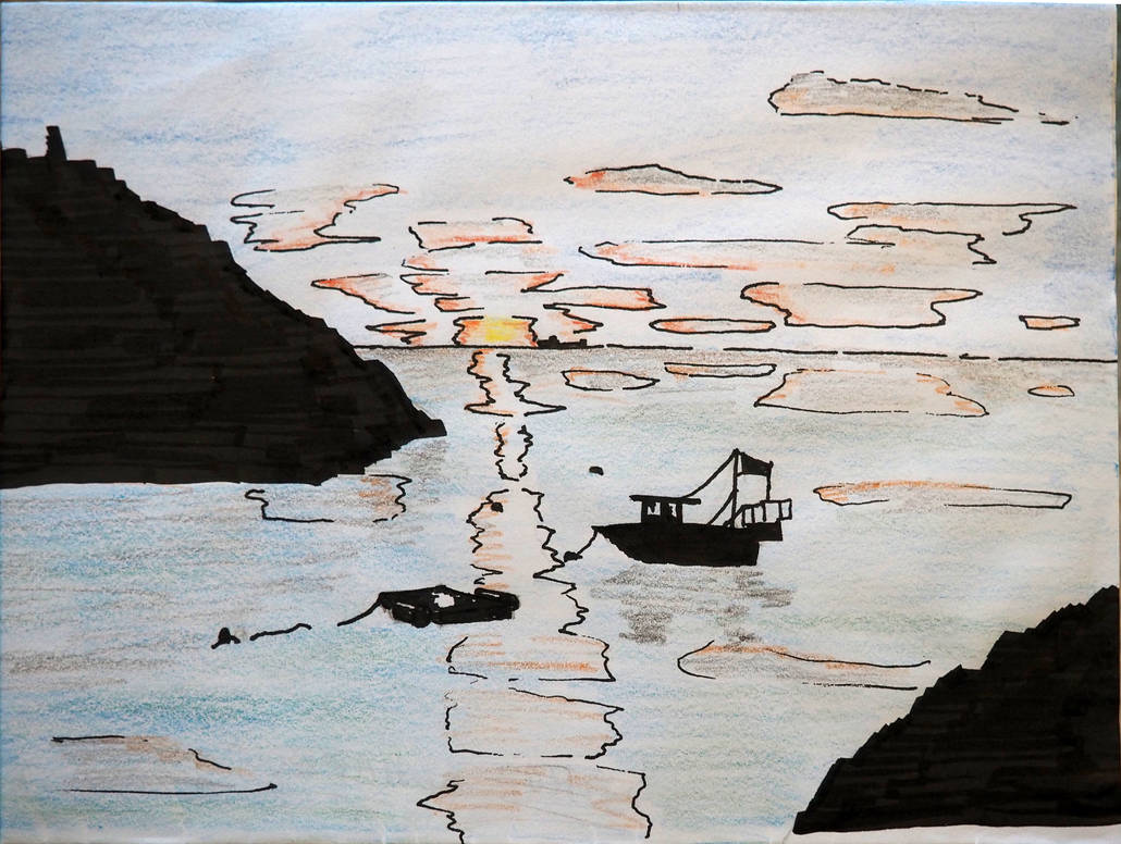 Watercolor Pencil Practice - Sunset by ZirratheGoldenFox on DeviantArt