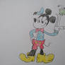 Drawing of Mickey Mouse wearing Donald's clothes