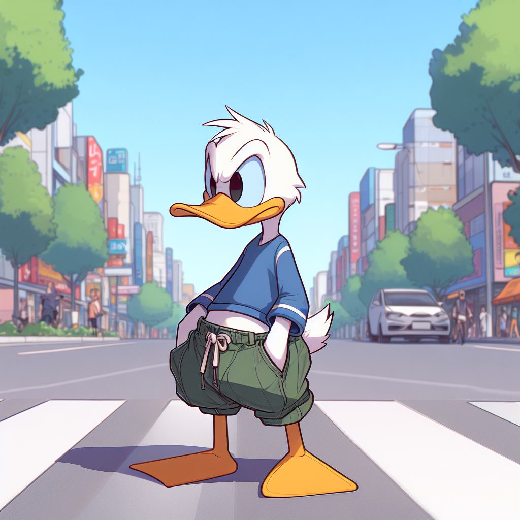 Donald Duck on the street with pants by Darth19 on DeviantArt