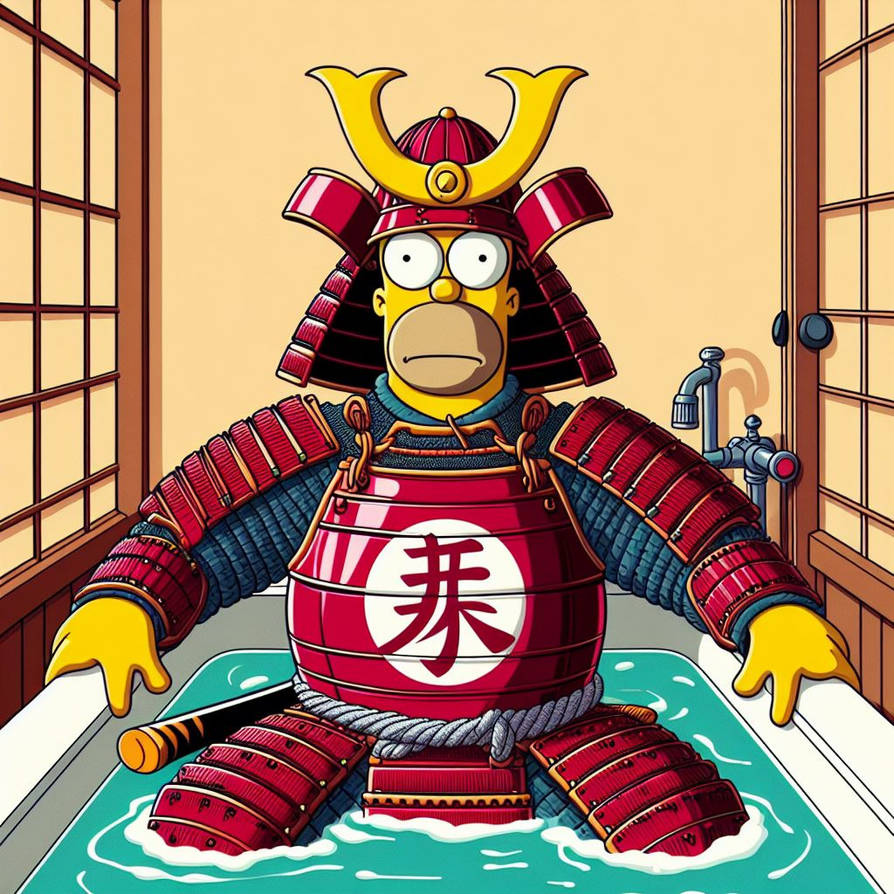 Samurai Homer in the bath by Darth19 on DeviantArt