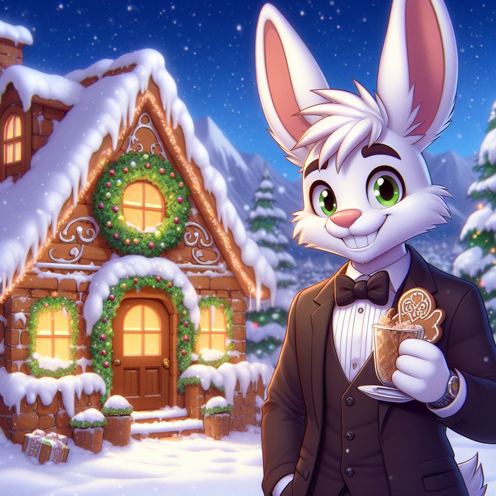 Rabbit enjoys the Gingerbread House by Darth19 on DeviantArt