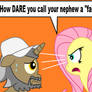Fluttershy gives Uncle Fettuccine THE STARE