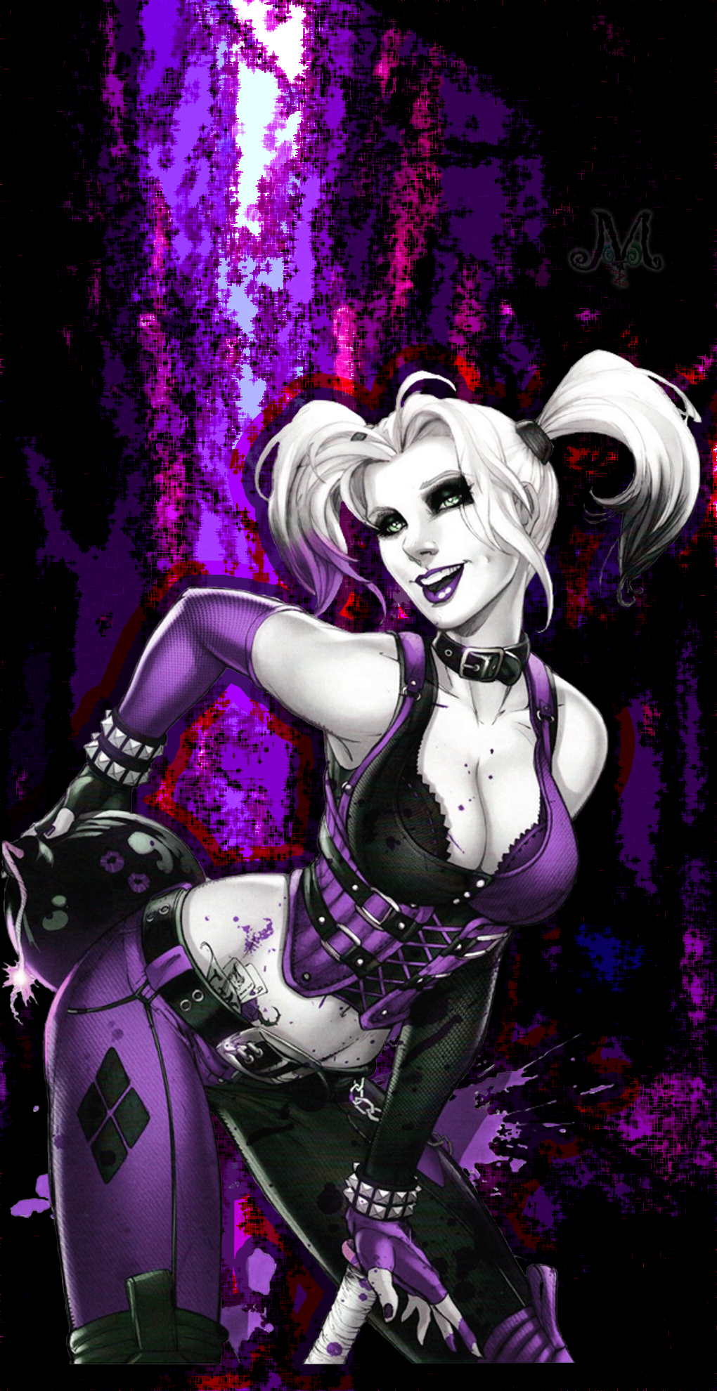 Harley Quinn Wallpaper (Purple) by pyritey on DeviantArt