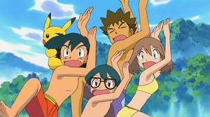 May, Ash, Max and Brock (screenshot)