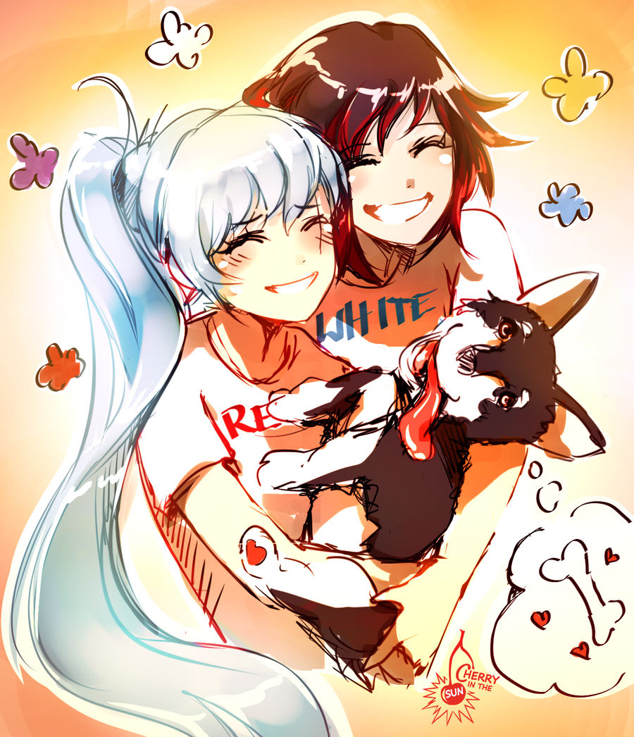 Ruby, Weiss and Zwei (RWBY) by CherryInTheSun on DeviantArt