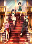 commission - Reya, Tsubasa, Serafall and Sona