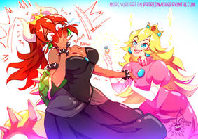 Bowsette x Princess Peach (Patreon Weekly Sketch)