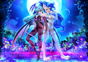 commission - Felicia x Morrigan