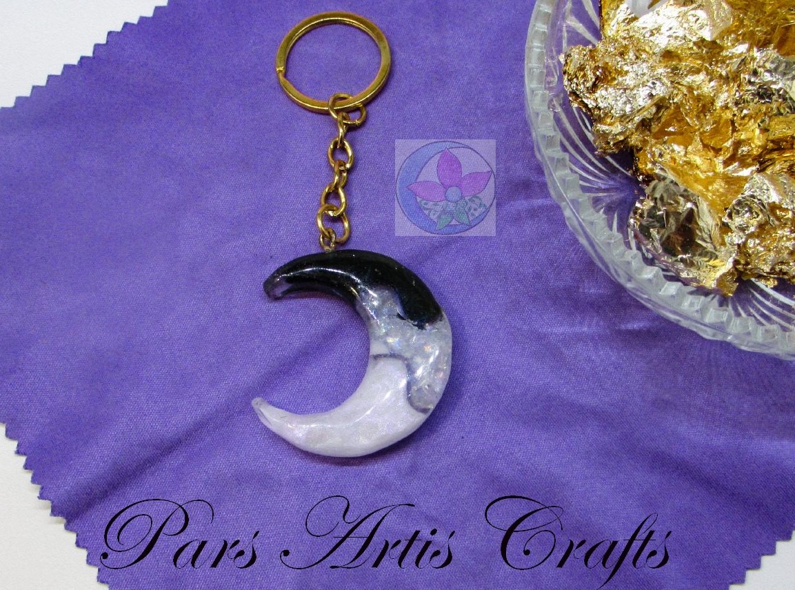 Crescent Moon Star Charm Keyring, Space Keychain – Purple Wyvern Jewels