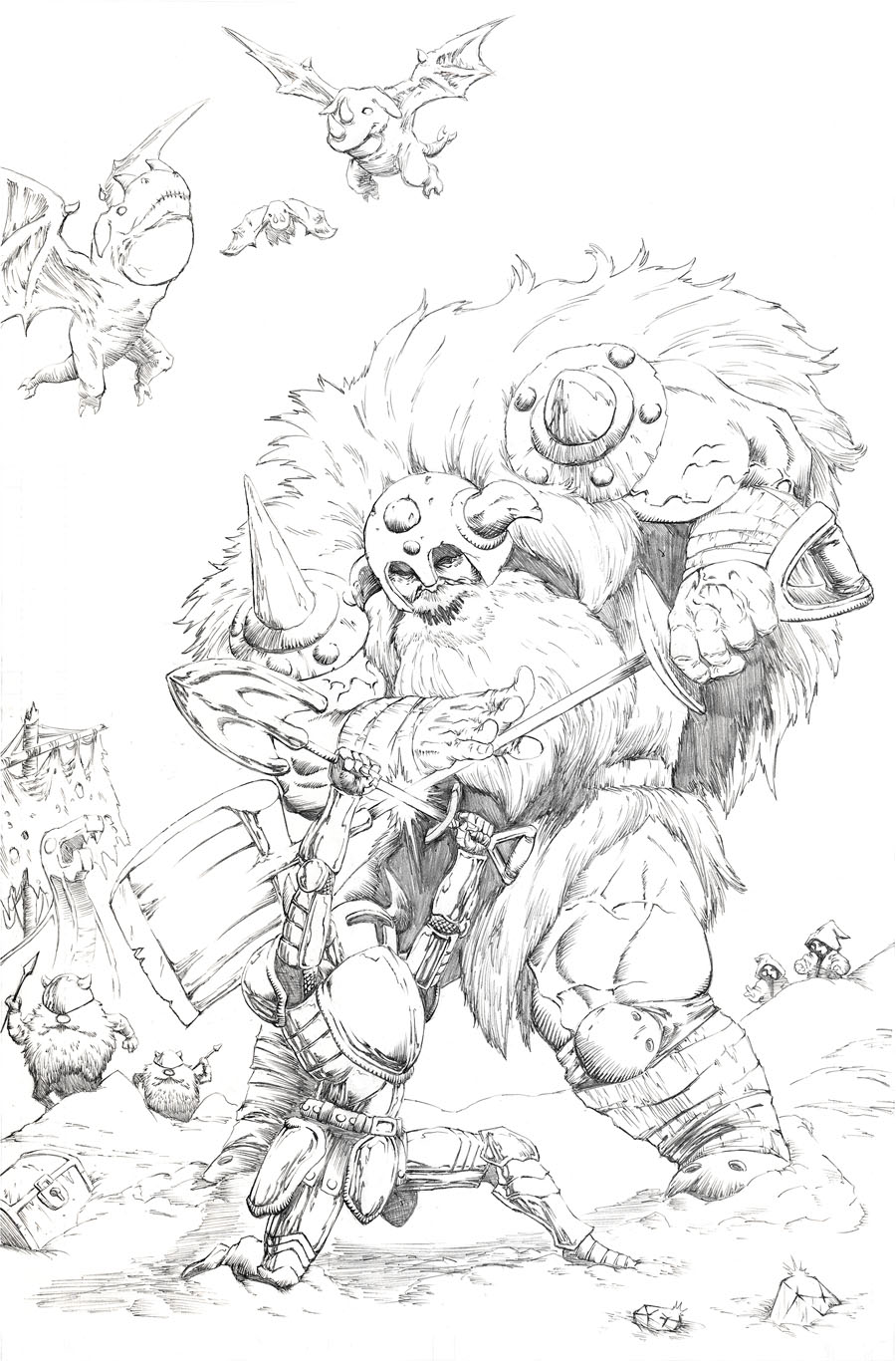 Shovel Knight Vs Polar Knight (pencils)