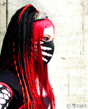 red cyber-goth girl portrait (-Mistabys)