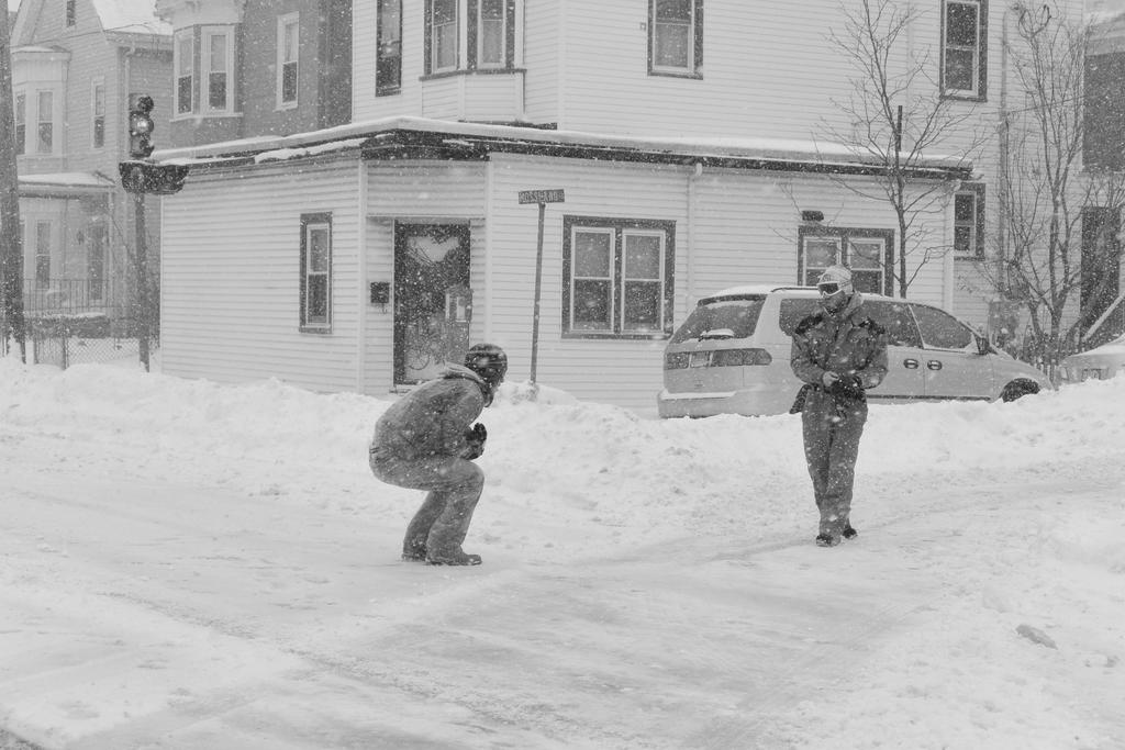 015 January Blizzard,Snow Football Play and Catch2