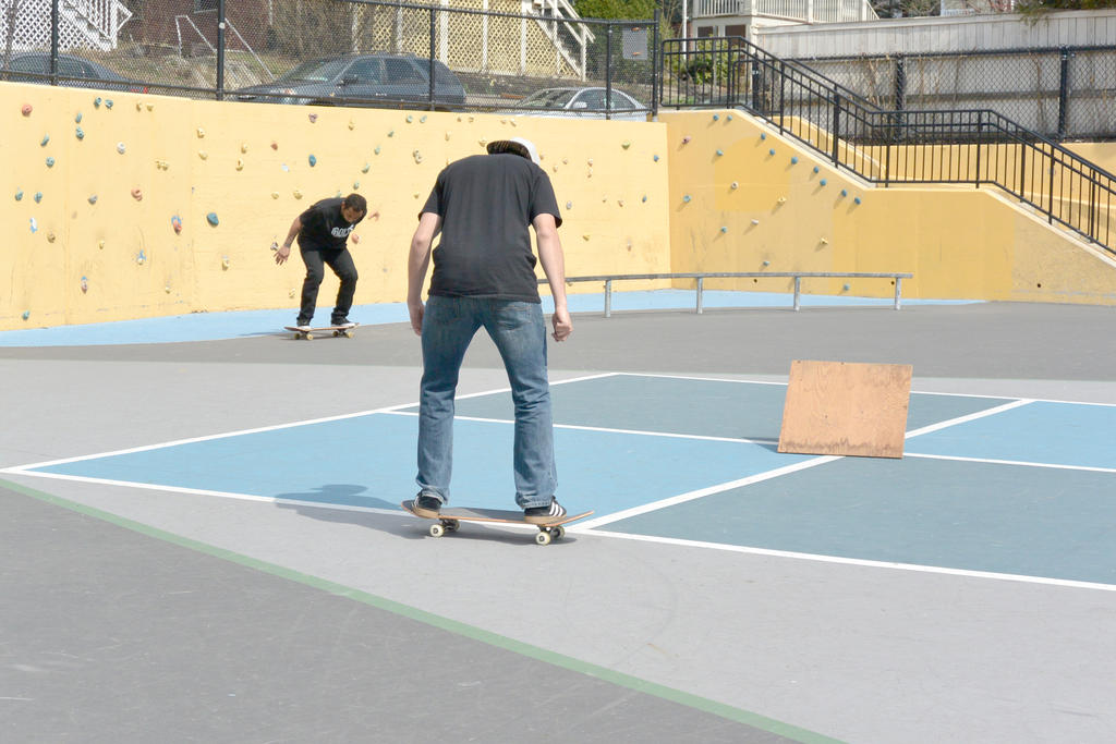 The Skateboarders In Ready Position