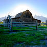 The Old Wooden Shed and Tetons Mountains